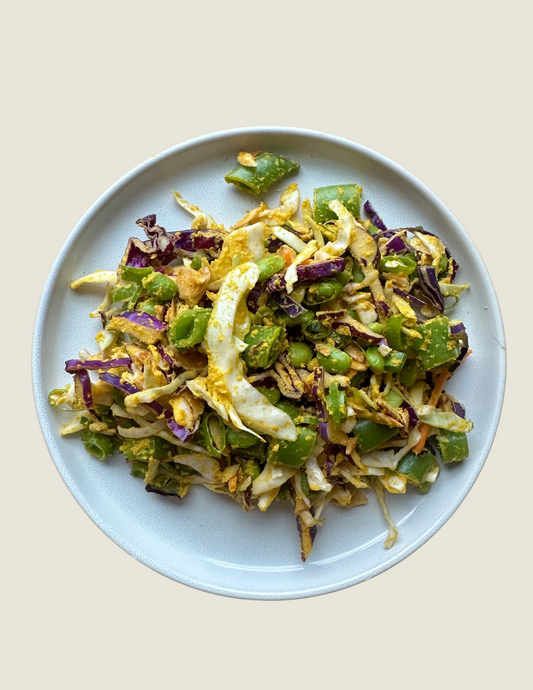 Asian Crunchy Salad with Carrot Ginger Dressing