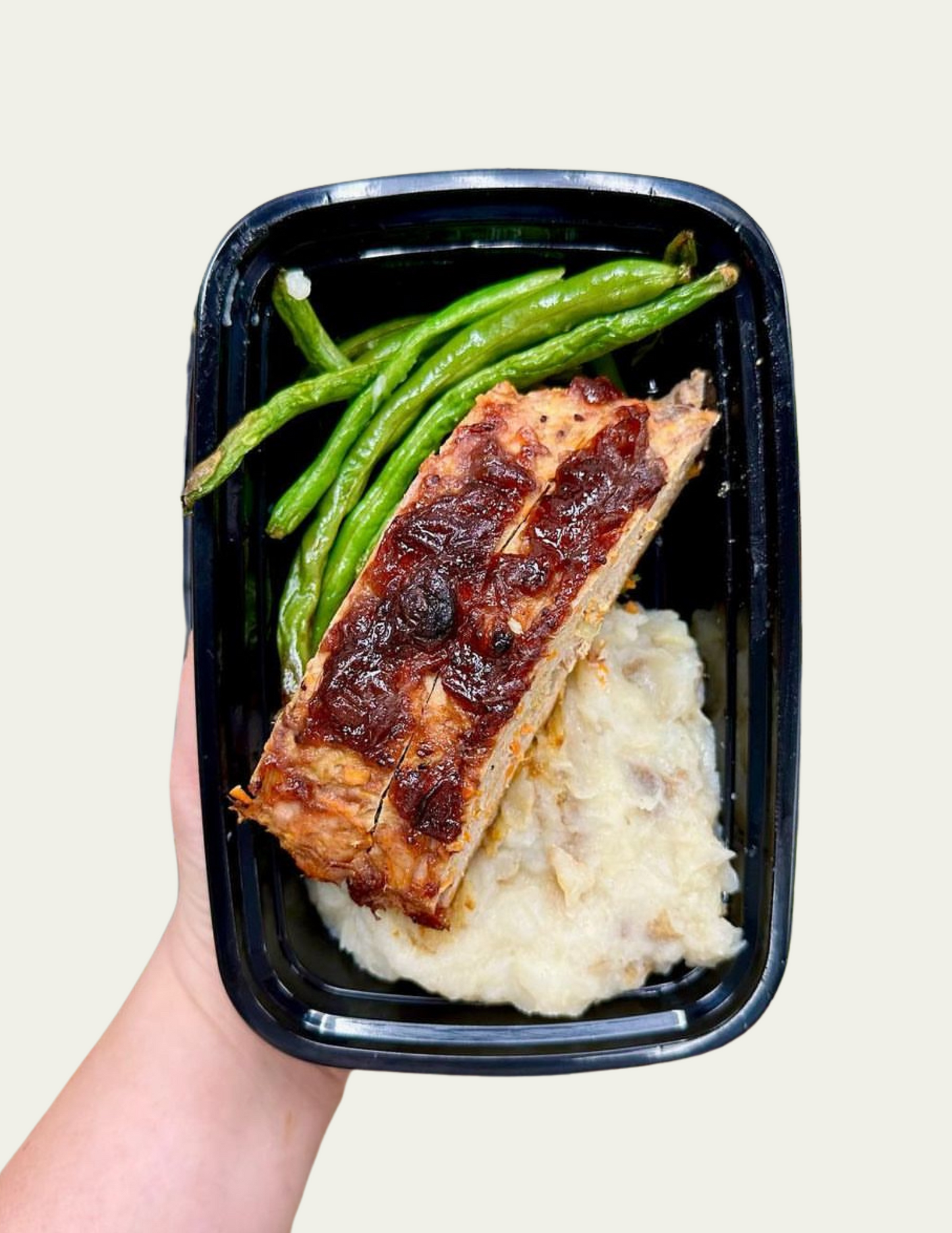 Thanksgiving Meatloaf with Garlic Mashed Potatoes and Green Beans