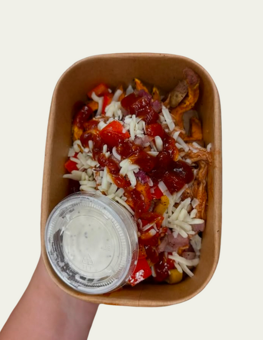 BBQ Chicken Sweet Potato Loaded Fries