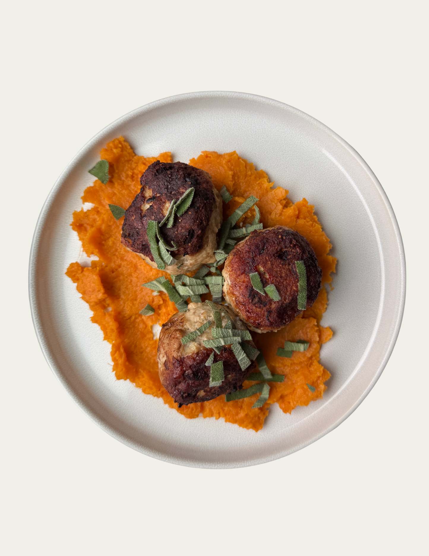 Apple Sage Turkey Meatballs with Sweet Potato Mash